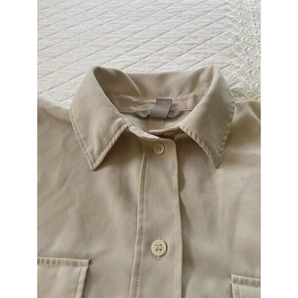 H&M Beige Oversized Button-Up Blouse Large - Picture 7 of 12